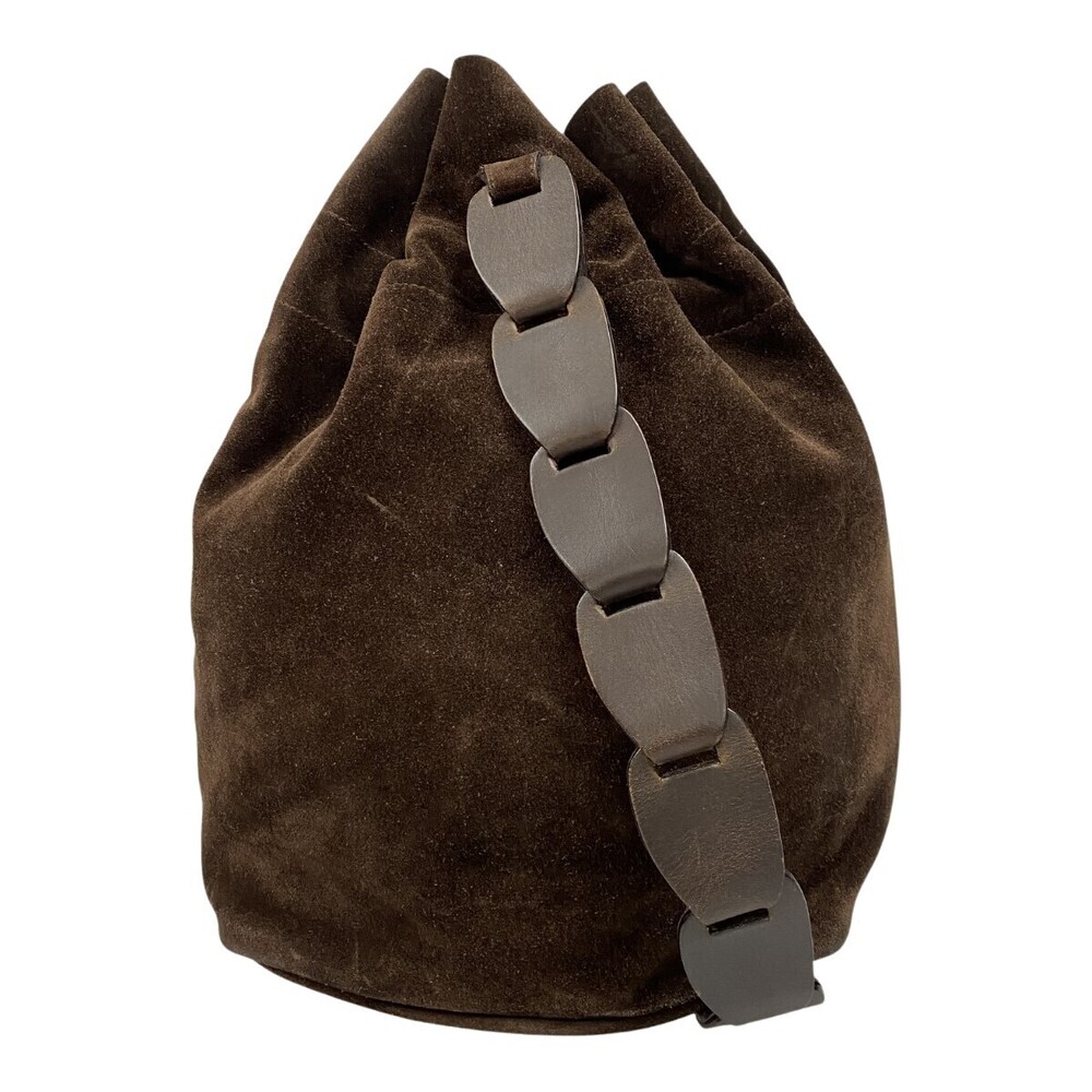 Gucci bucket bag brown suede distinctive chain link